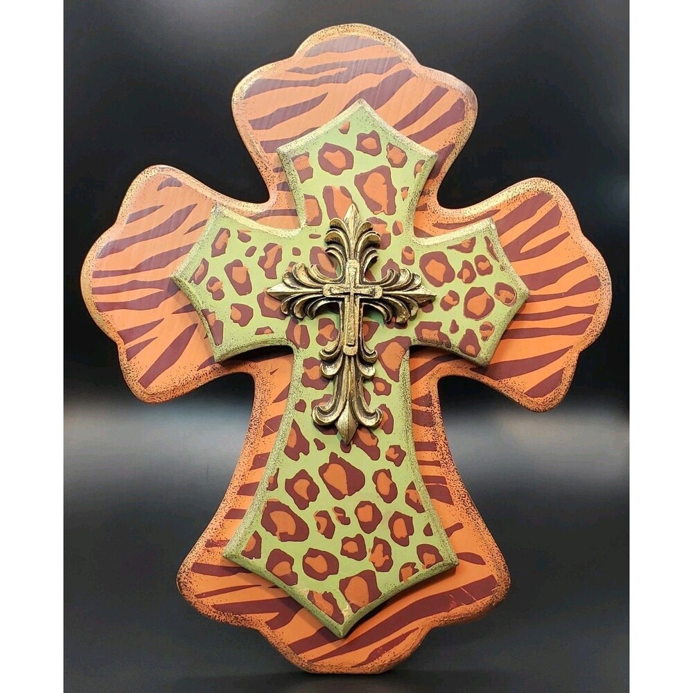 Authentic Night Stand Wood Cross 12 Inch Unique Art Design Pattern  (041013) !!!